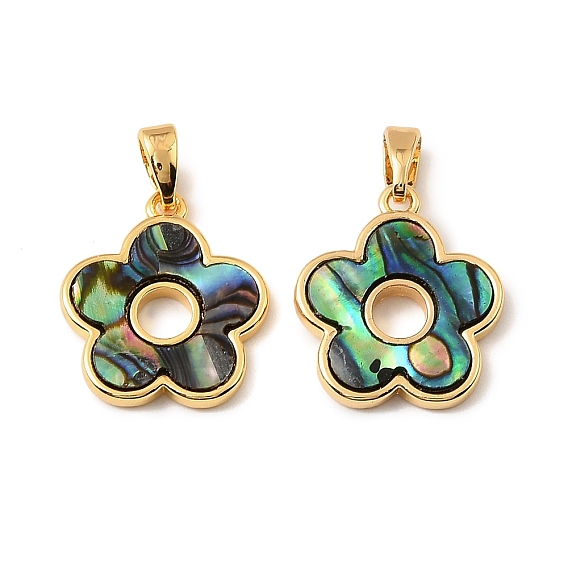 Подвески из натуральных ракушек пауа, с латунной