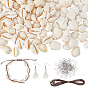 Наборы для самостоятельного изготовления ожерелий с подвесками, включая вощеный полиэфирный шнур, 304 кольца прыжок из нержавеющей стали, подвески из натуральных ракушек и звенья из ракушек каури