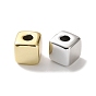 Plating Opaque Acrylic European Beads, Large Hole Beads, Cube