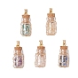 5шт. подвески в виде стеклянных банок, обмотанные медной проволокой, подвески внутри бутылки из натурального лазурита, розового кварца, цитрина, амазонита и аметиста
