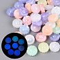 Luminous Two Tone Color Transparent Acrylic Beads, Flower, Glow in the Dark, with Glitter Powder