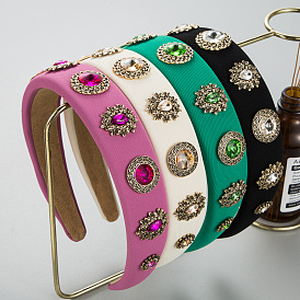 Baroque Colorful Glass Rhinestone Headband for Women with a High-end Fashion Sense