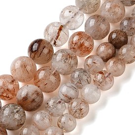 Нити бусин из рутилированного кварца из натурального черного золота, круглые