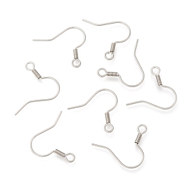 316 Surgical Stainless Steel Earring Hooks, with Horizontal Loop, Ear Wire