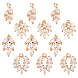 12ПК 4 стили латунные микропаве прозрачные кубические циркониевые подвески, лист прелести