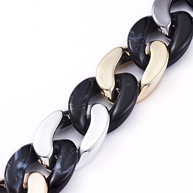 Imitation de pierres précieuses chaînes de bordure en acrylique à la main, avec anneau de liaison en plastique ccb
