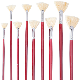 Gorgecraft 9Pcs Sector Painting Brush, Bristle Hair Brushes with Wooden Handle, for Watercolor Painting Artist Professional Painting