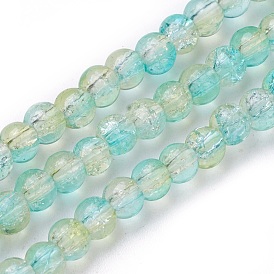 Two Tone Crackle Glass Beads Strands, Round