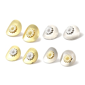 Rack Plating Brass Enamel Stud Earrings, Cadmium Free & Lead Free, Long-Lasting Plated, Daisy