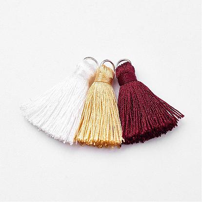 Nylon Tassels Pendant Decorations, with Alloy Findings