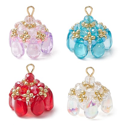 Стеклянные подвески, облако, с 304 фурнитурой из нержавеющей стали