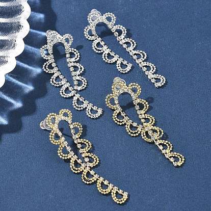 Серьги-гвоздики из латуни со стразами, шнурок