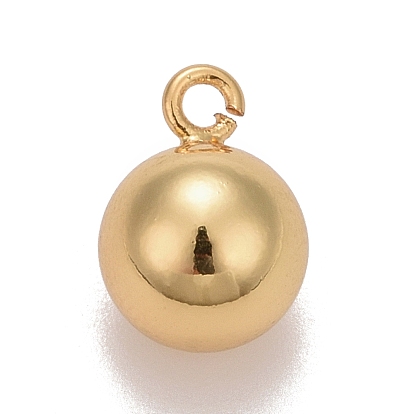 Brass Ball Charms, Round, Cadmium Free & Nickel Free & Lead Free, Long-Lasting Plated