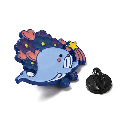 Blue Whale with Balloon/Heart/Cloud Enamel Pins, Alloy Brooch for Backpack Clothes