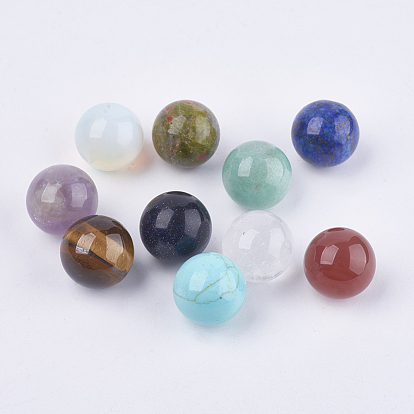Natural & Synthetic Mixed Gemstone Beads, Gemstone Sphere, No Hole/Undrilled, Round