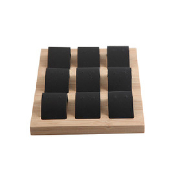 Beech Wood 3 Tier Earring Displays, Removable Display Stand, with Faux Suede