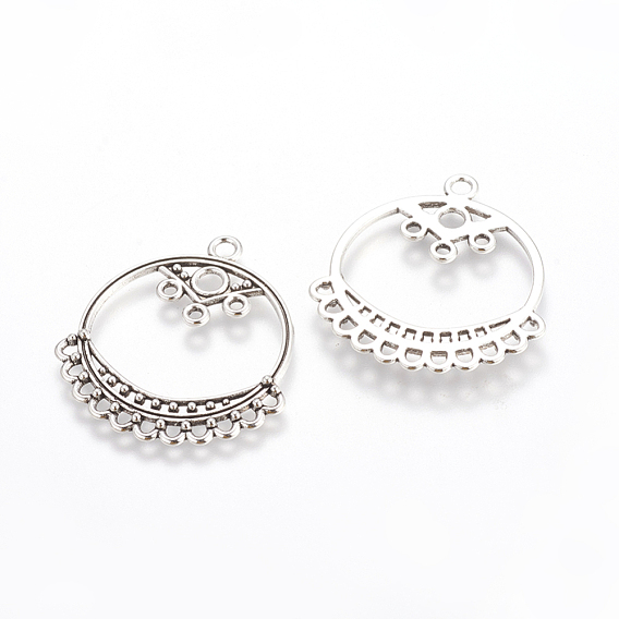 Alloy Links, Lead Free and Cadmium Free, Flat Round, Antique Silver, 36.5mm long, 33.5mm wide, 1mm thick, hole: 2mm