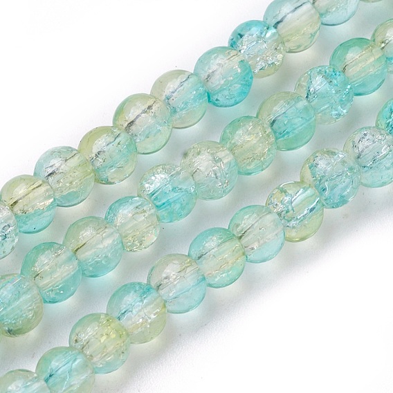 Two Tone Crackle Glass Beads Strands, Round