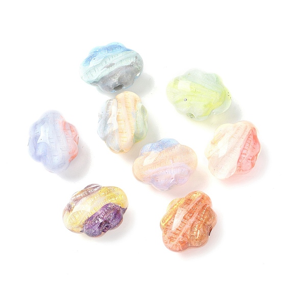 Двухцветные прозрачные акриловые бусины, бусины ручной работы, облако, с блестящей пудрой и эмалью