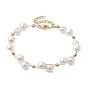8mm Round Shell Pearl Copper Wire Wrapped Link Bracelet for Women