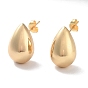 Brass Stud Earrings for Women, Long-Lasting Plated, Teardrop