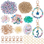 DIY Keychain Making Findings Kits, including Alloy Swivel Lobster Claw Clasps, Iron Open Jump Rings, CCB Plastic Beads, Glass Bead, Flat Round Craft Style Opaque Acrylic Beads, Alloy Enamel Pendants
