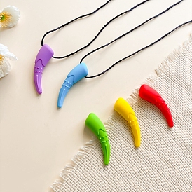 Animal Teeth Food Grade Eco-Friendly Silicone Pendants, Chewing Beads For Teethers, DIY Nursing Necklaces Making