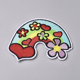 Computerized Embroidery Cloth Iron on/Sew on Patches, Costume Accessories, Appliques, Rainbow & Flower & Heart