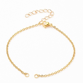 304 Stainless Steel Cable Chain Bracelet Making, with Lobster Claw Clasps and Extension Chain