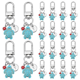 26 шт. подвеска в виде морской черепахи из синтетической бирюзы и 201 нержавеющей стали со стразами, с поворотными застежками сплава