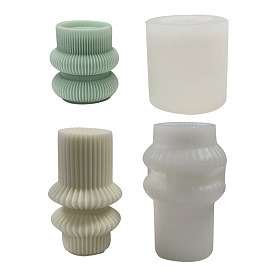 Ribbed Pillar Geometry Scented Candle Food Grade Silicone Molds, Candle Making Molds, Aromatherapy Candle Molds