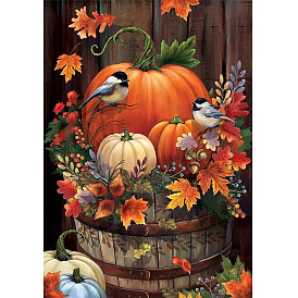 Autumn Bird & Pumpkin & Maple Leaf Pattern DIY Diamond Painting Kits, Including Resin Rhinestones, Diamond Sticky Pen, Tray Plate and Glue Clay