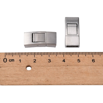 304 Stainless Steel Bayonet Clasps, Rectangle, Frosted
