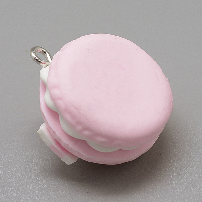 Handmade Polymer Clay Pendants, Macarons with Bowknot