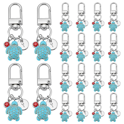 26 шт. подвеска в виде морской черепахи из синтетической бирюзы и 201 нержавеющей стали со стразами, с поворотными застежками сплава