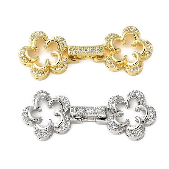Латунное микропейв, прозрачный кубический цирконий, складные застежки, стойки покрытие, долговечный, цветок