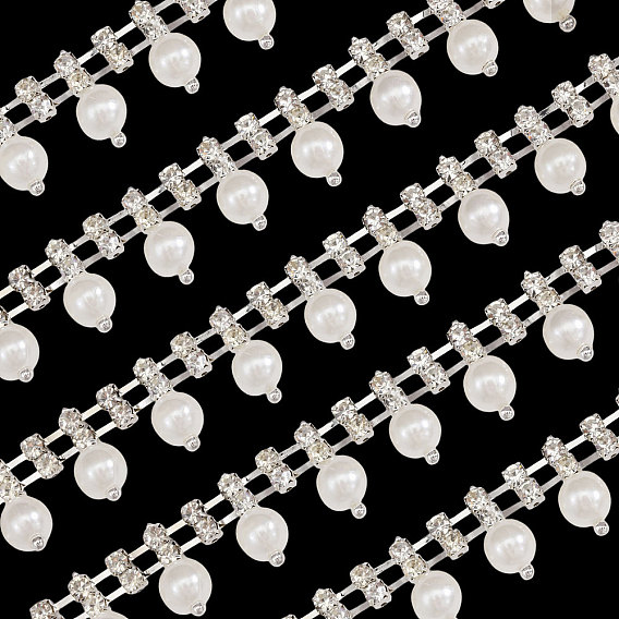 Железо горный хрусталь чашка цепи, с имитацией жемчуга, круглые, с карточной бумагой