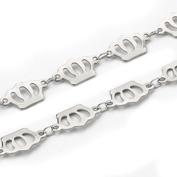 304 Stainless Steel Crown Link Chains, Soldered, with Spool