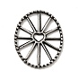 Tibetan Style 304 Stainless Steel Filigree Joiners, Oval Wheel with Heart Pattern