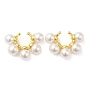 Rack Plating Brass Cuff Earrings with Plastic Pearl Beaded, Cadmium Free & Lead Free