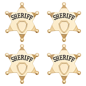 4 шт. брошь-булавка в виде звезды из сплава со словом «шериф» для аксессуаров к костюму