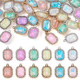 40 шт. 2 цвета УФ-покрытие сплав разноцветные стеклянные стразы подвески, прямоугольные