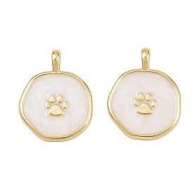 Латунные подвески, с эмалью, плоский круглый с лапой