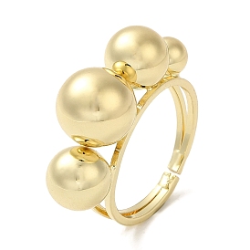 Brass Open Cuff Ring, Multi-Ball Ring, Anxiety Ring for Women