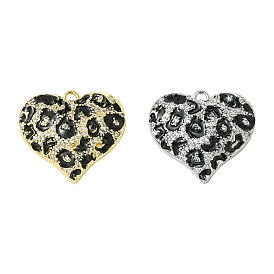 2 шт 2 цвета кулоны из латуни, микропаве, циркония, эмалевое леопардовое сердце, стойки покрытие, долговечный, без свинца и без кадмия