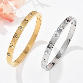 304 из нержавеющей стали браслеты горный хрусталь для женщин, сердце, ионное покрытие (ip)