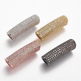 Micro cuivres ouvrent cubes perles tube de zircone, Tube, Perles avec un grand trou   , creux, clair