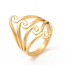 Ионное покрытие (ip) 304 полые кольца из нержавеющей стали, женские широкие кольца из лозы