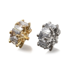 Латунь микропаве прозрачный кубический цирконий европейский бисер, бусины с большим отверстием, плоско-круглые