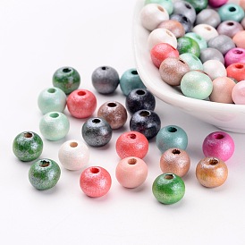 Natural Wood Beads, Spary Painted Wooden Spacer Beads for Jewelry Making, Lead Free
